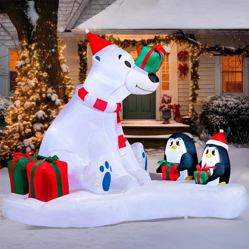 New 6Ft Polar Bear Penguin Airblown Gemmy inflatable Rare deals Christmas Santa